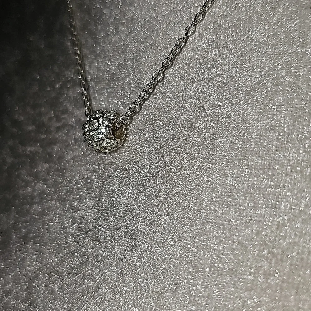 Rhinestone Floating Ball Pendant Necklace 18 Inches - A17